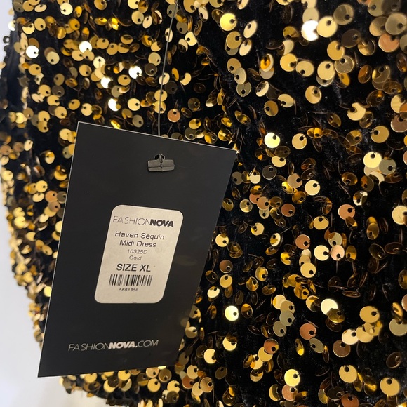 Fashion Nova One Shoulder Gold Sequin Dress - Picture 5 of 5